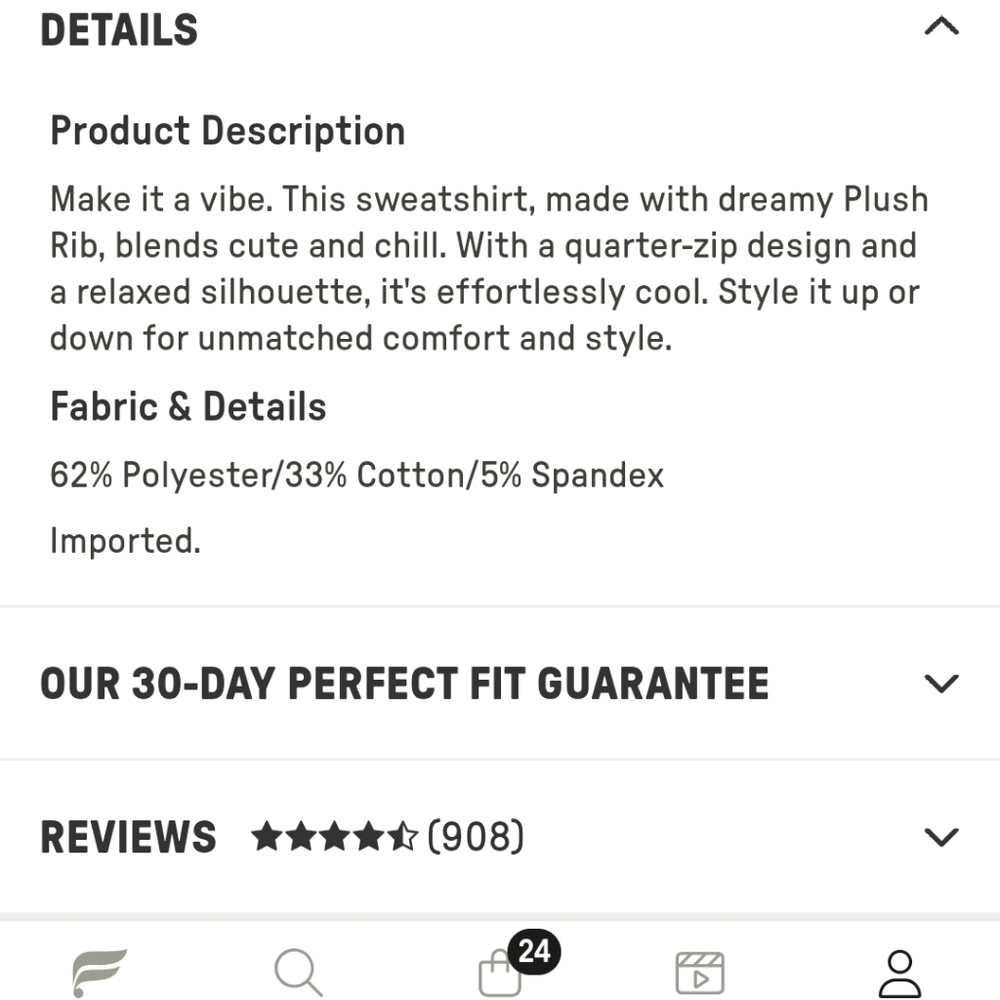 Fabletics Black Ribbed Quarter-Zip Top - Picture 4 of 4